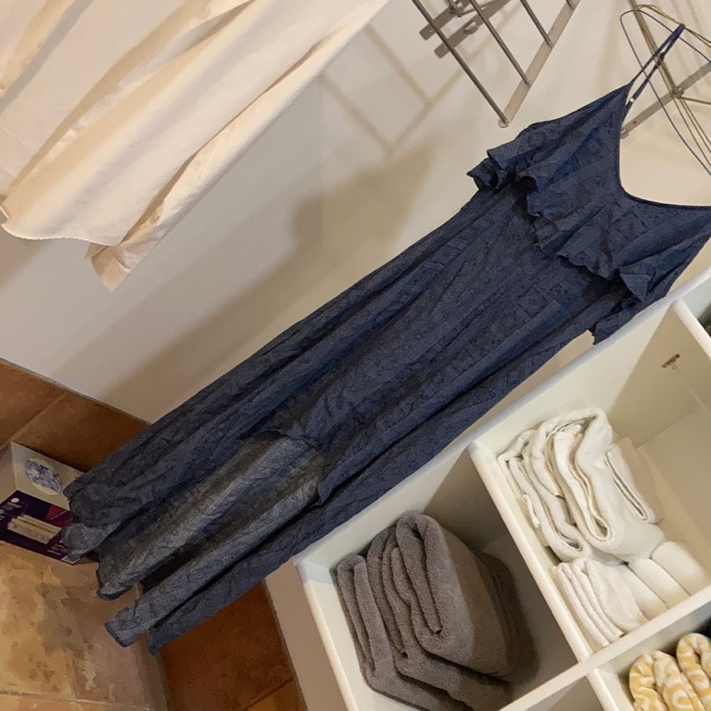 Color is deep blue with some white. Size small